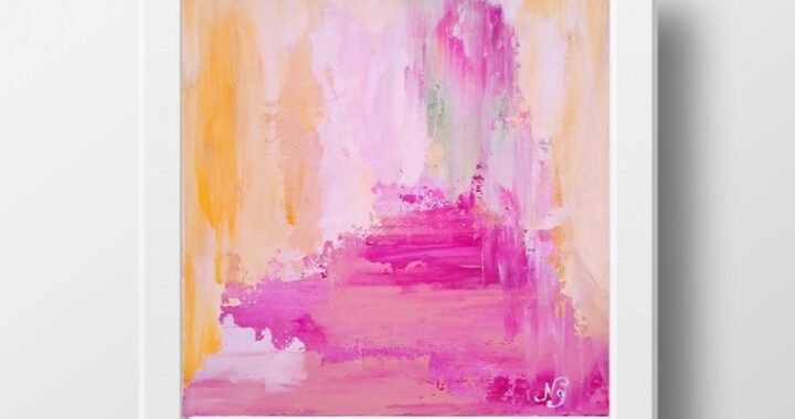 Abstract Pink Oil Painting Small Canvas Original