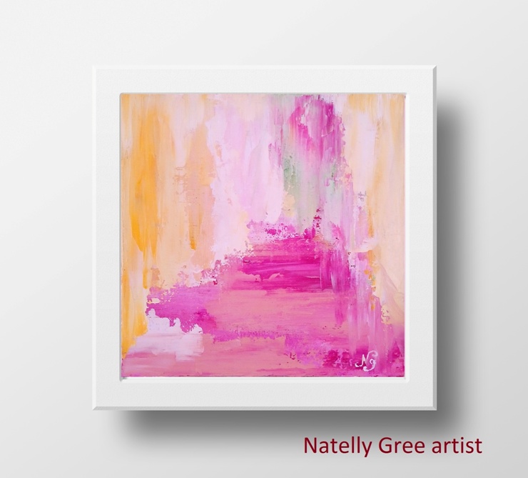 Abstract Pink Oil Painting Small Canvas Original