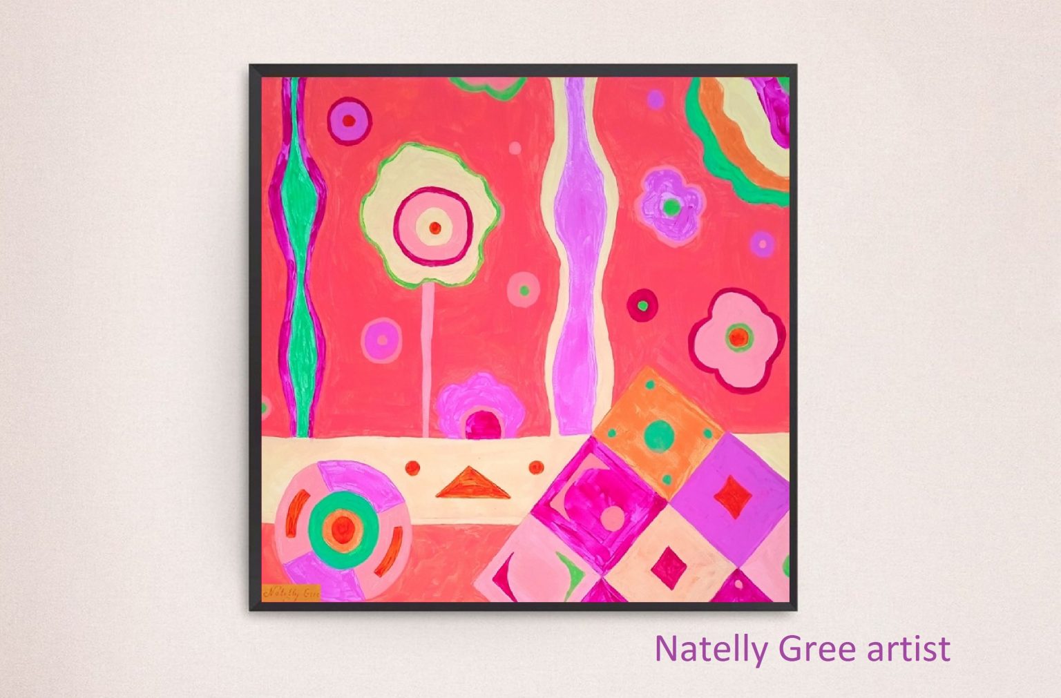 Pink Life Canvas Painting Original Artwork