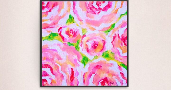 Roses Painting Abstract Canvas