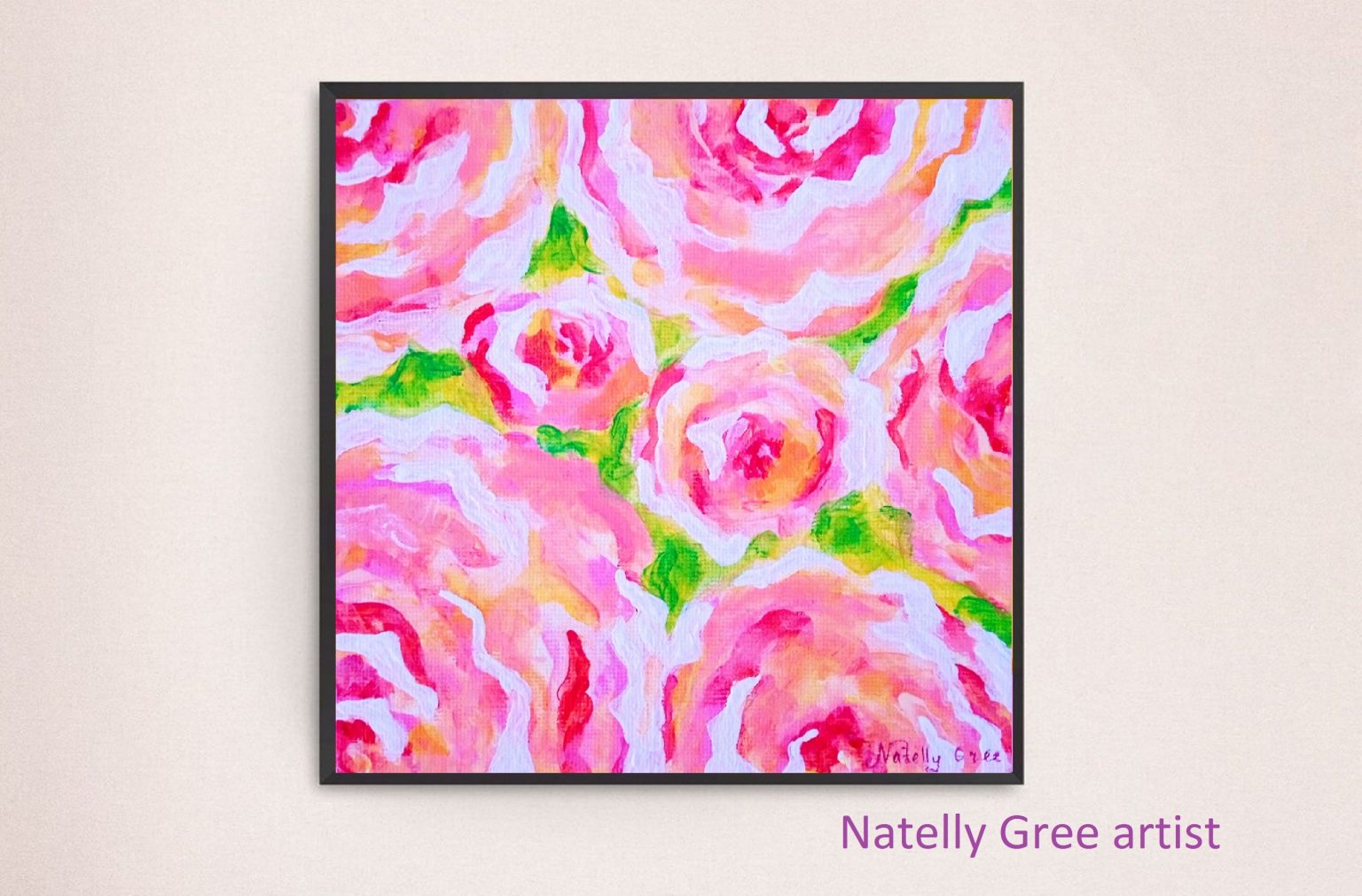 Roses Painting Abstract Canvas Flower Art Original Artwork