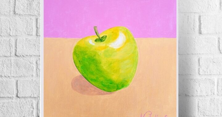 Apple on gold Canvas Painting