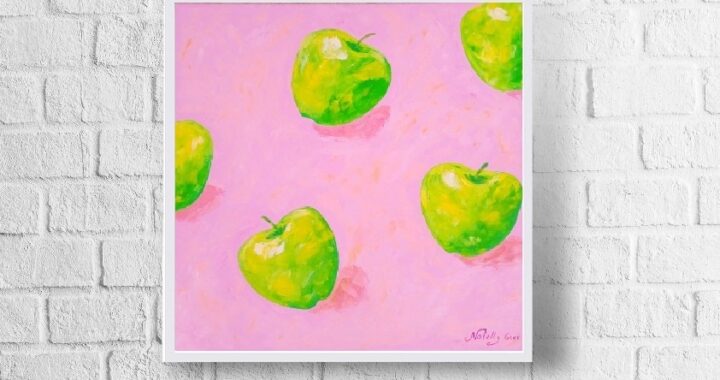Apples on pink Oil Painting