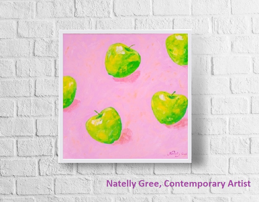 Apples on pink Oil Painting, to buy Original Art Still Life