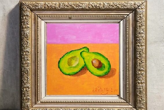 Avocado on orange Art