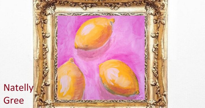 Lemons Pink Painting Canvas Small