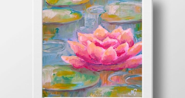 Water Lily Oil Painting Floral Original Art