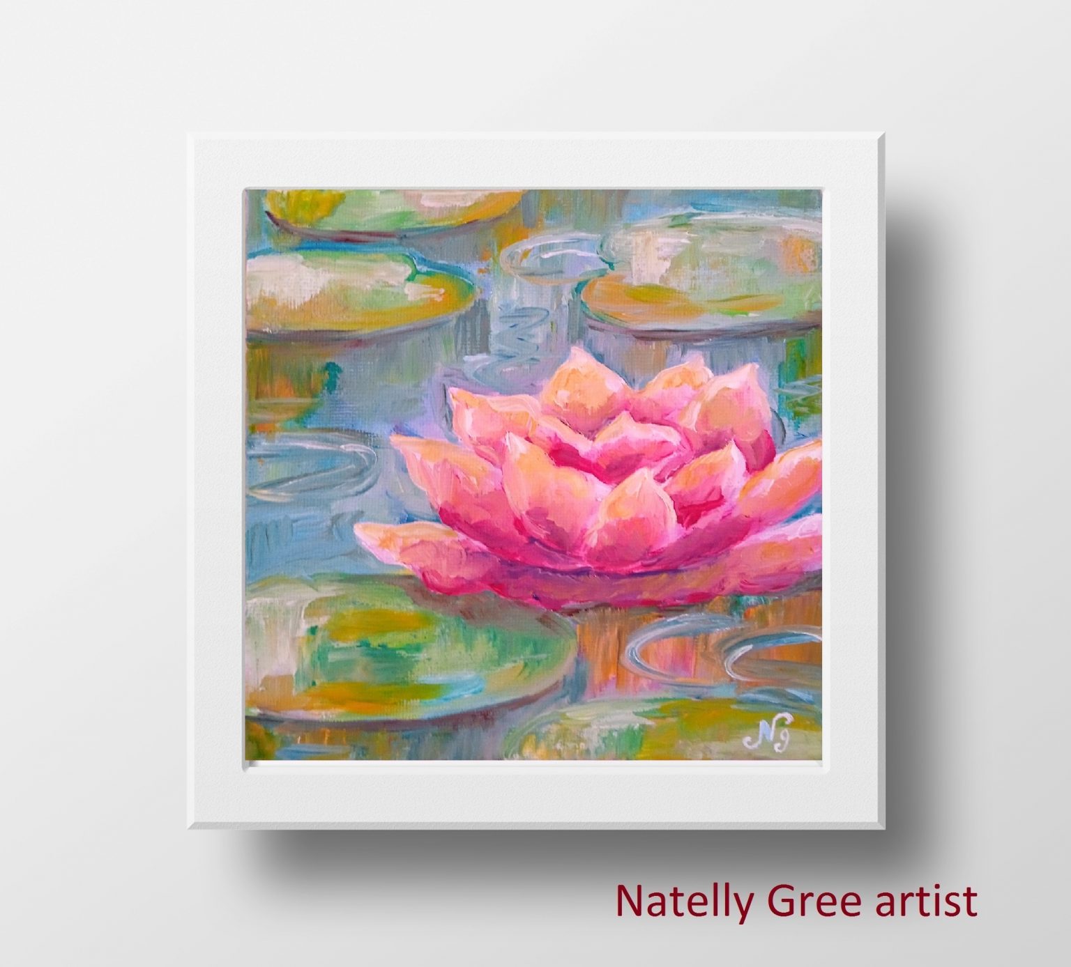 Water Lily Oil Painting Floral Original Art