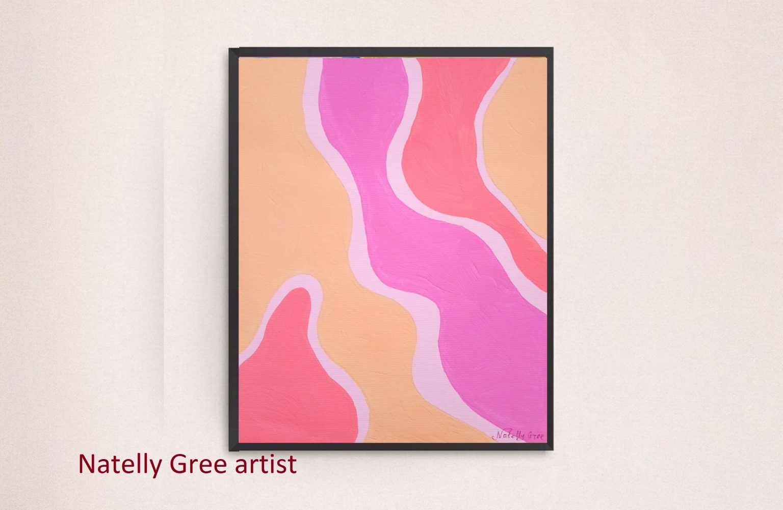 Pink Beige Flexibility Painting Abstract Original Art