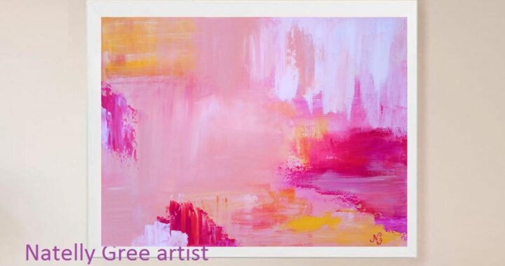 Abstract Textured Colorful Oil Painting Canvas Original Art Pink Yellow White