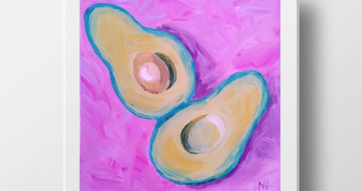 Avocado Oil Painting Fruit Original Art Still Life Impressionist Canvas Wall Art Small