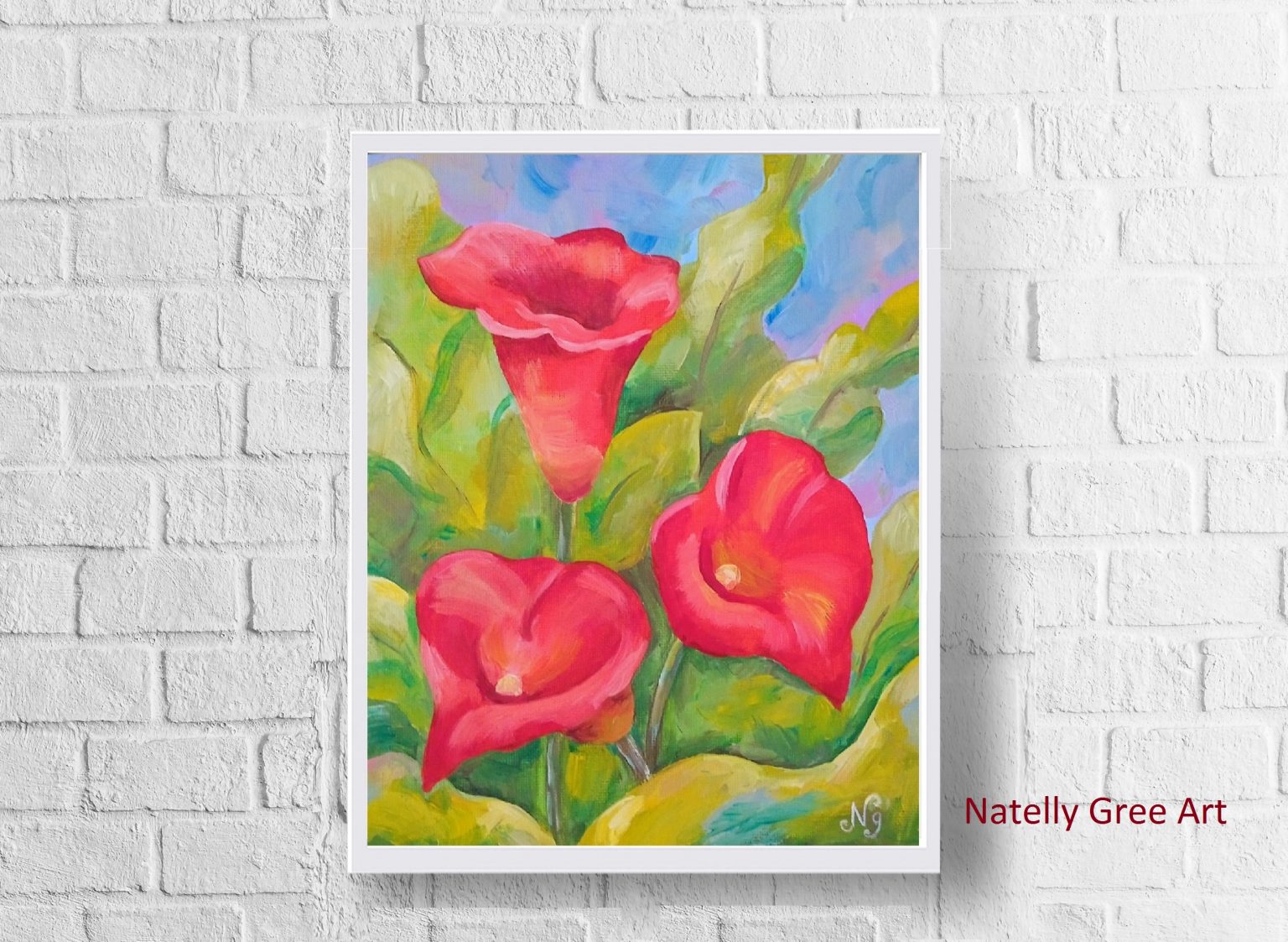 Calla Lilies Oil Painting Flower Original Art Floral Canvas Artwork