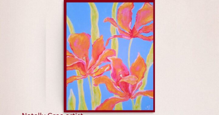 Pink Flowers Oil Painting Floral Art Canvas Flower Original Art Lily Large Wall Art