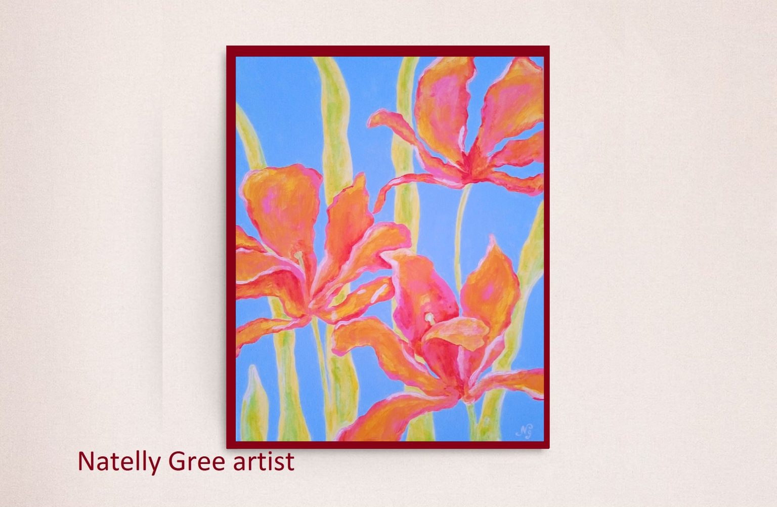 Pink Flowers Oil Painting Floral Art Canvas Flower Original Art Lily Wall Art