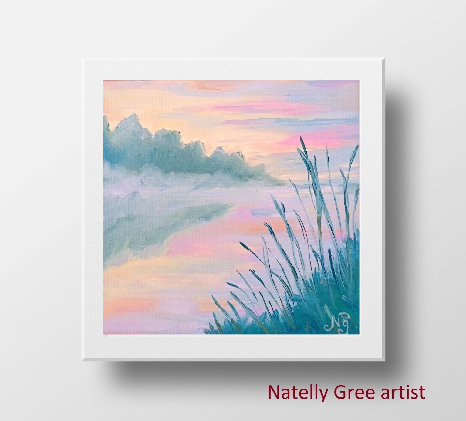 Foggy Seascape Oil Painting Morning Original Artwork Small Canvas Wall Art