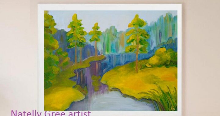 Pine Forest River Oil Painting Canvas Original Art Landscape Wall Art
