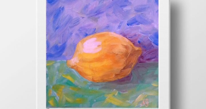 Lemon Oil Painting Fruit Original Art Still Life Lemon Wall Art Impressionist Canvas