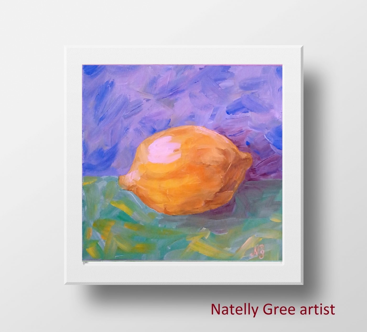 Lemon Oil Painting Fruit Original Art Still Life Lemon Wall Art Impressionist Canvas Kitchen Art