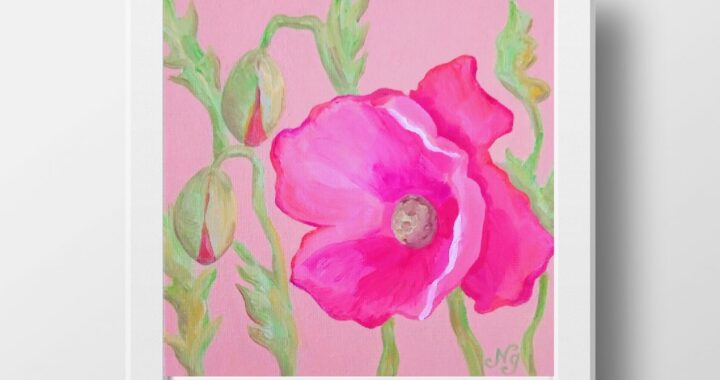 Poppy Oil Painting Flower Original Art Small Floral Wall Art Canvas