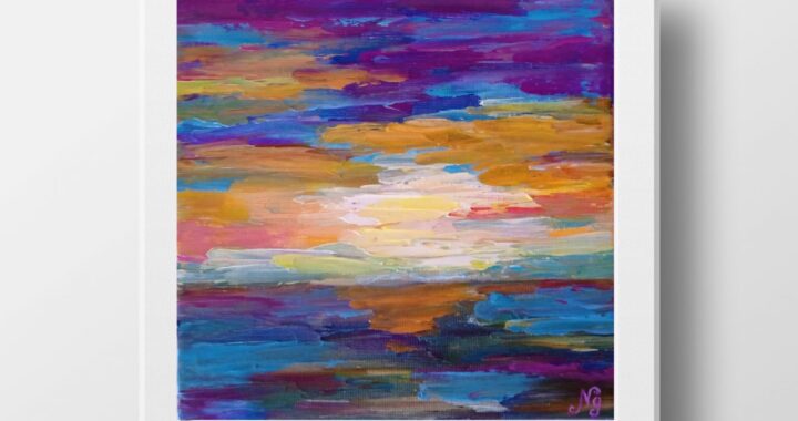 Sunrise Seascape Oil Painting Morning Seascape Original Art Abstract Sea Wall Art Canvas