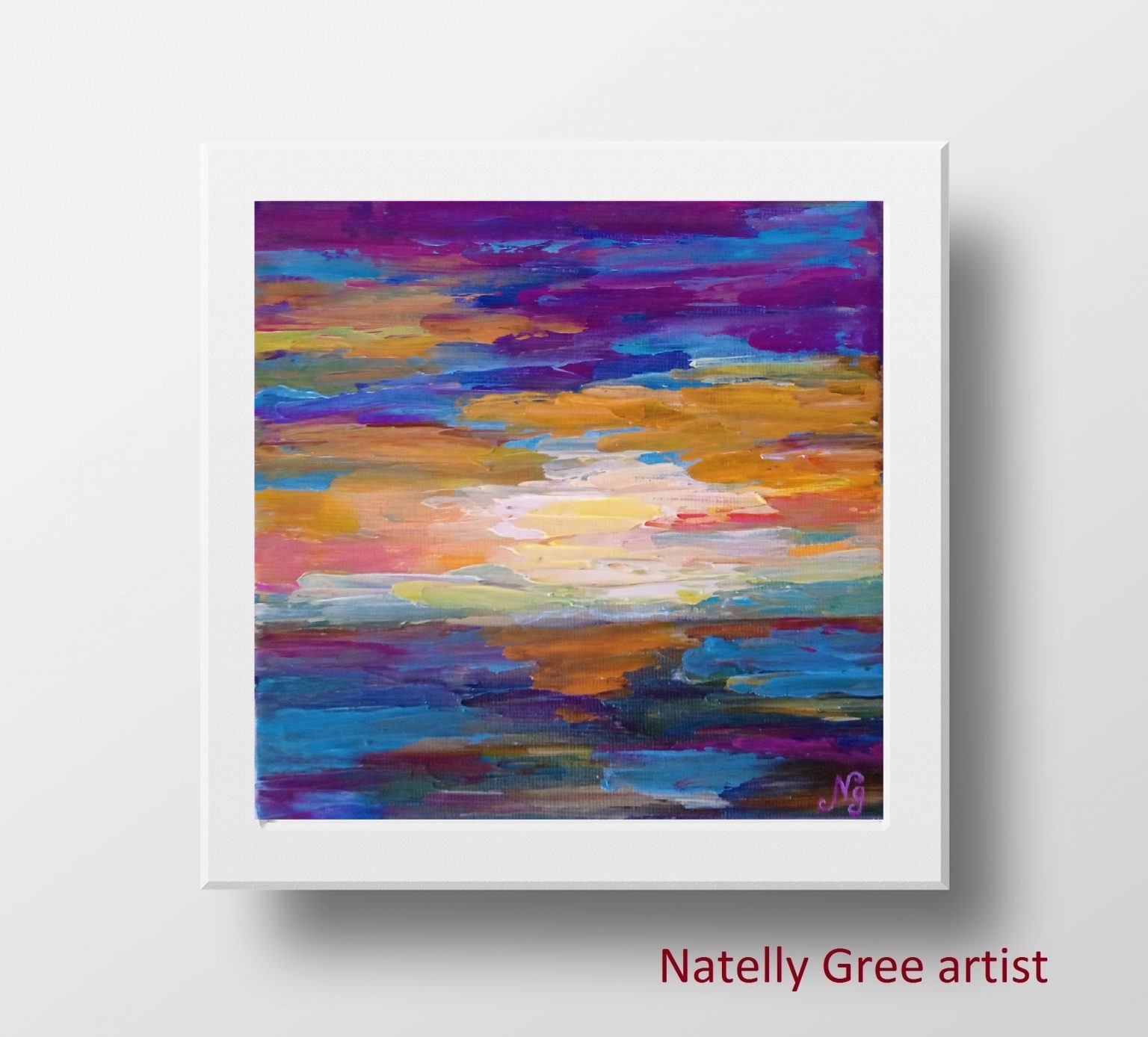 Sunrise Seascape Oil Painting Morning Seascape Original Art Abstract Sea Wall Art Canvas