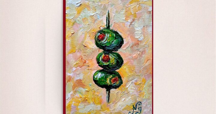 Olives Oil Painting Still Life Olive Original Art Impasto Home Wall Art Kitchen Fine Art Canvas