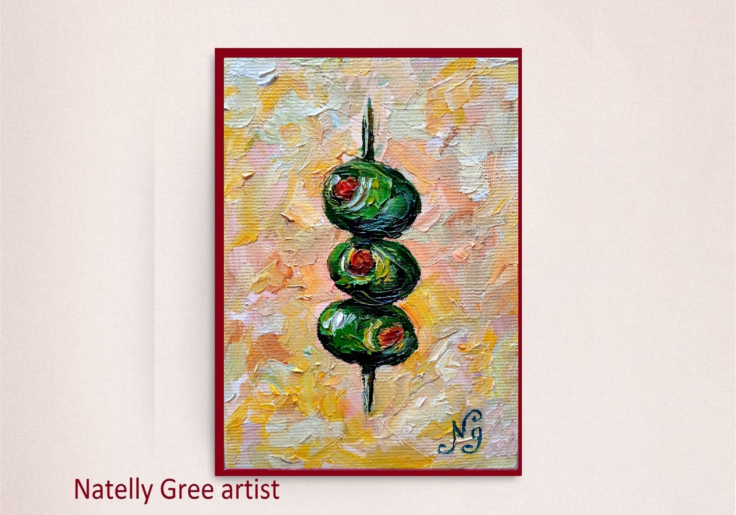 Olives Oil Painting Still Life Olive Original Art Impasto Home Wall Art Kitchen Fine Art Canvas