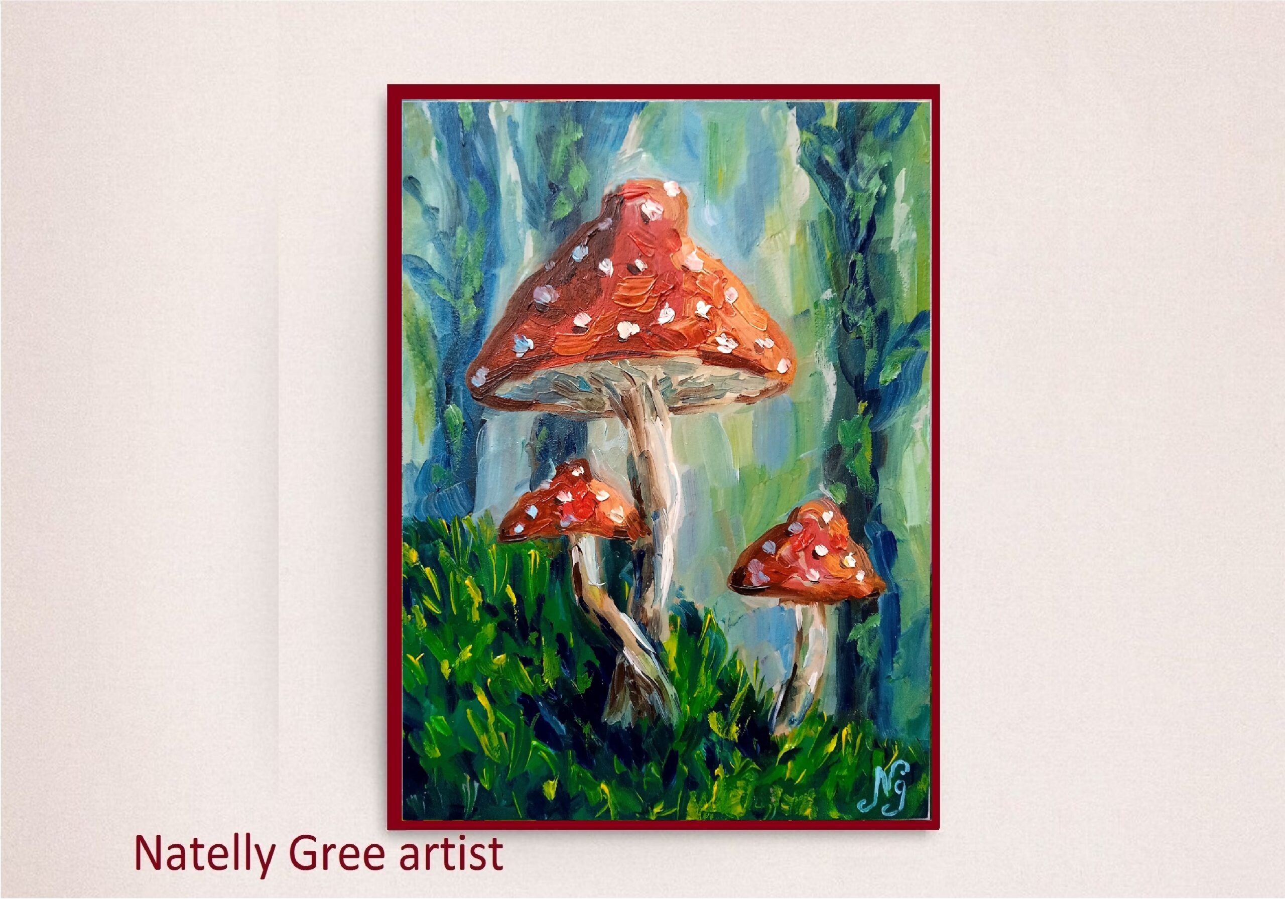 Mushroom Oil Painting Agaric Original Art Mushroom Wall Art Impressionist Kitchen Art Mushroom Agaric Painting Still Life