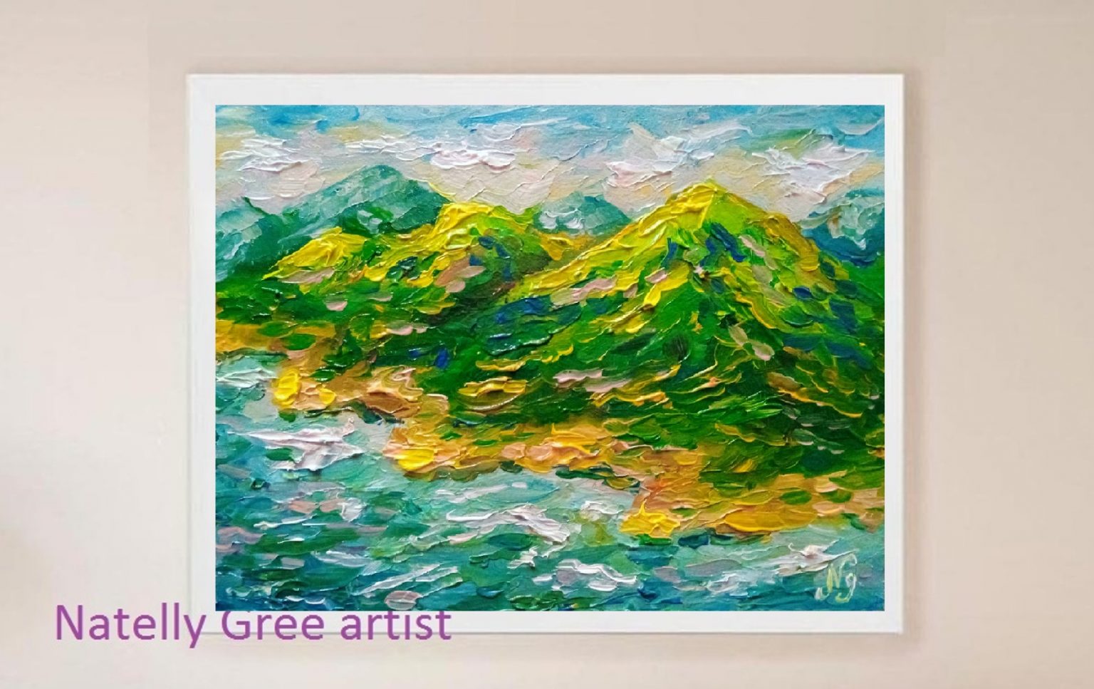 Hawaii Oil Painting Impressionist Mountains Ocean Original Artwork Small Seascape Impressionist 