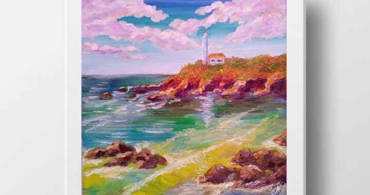 Lighthouse Sea Oil Painting Seascape Canvas Original Art Impressionist Sea Wall Art 