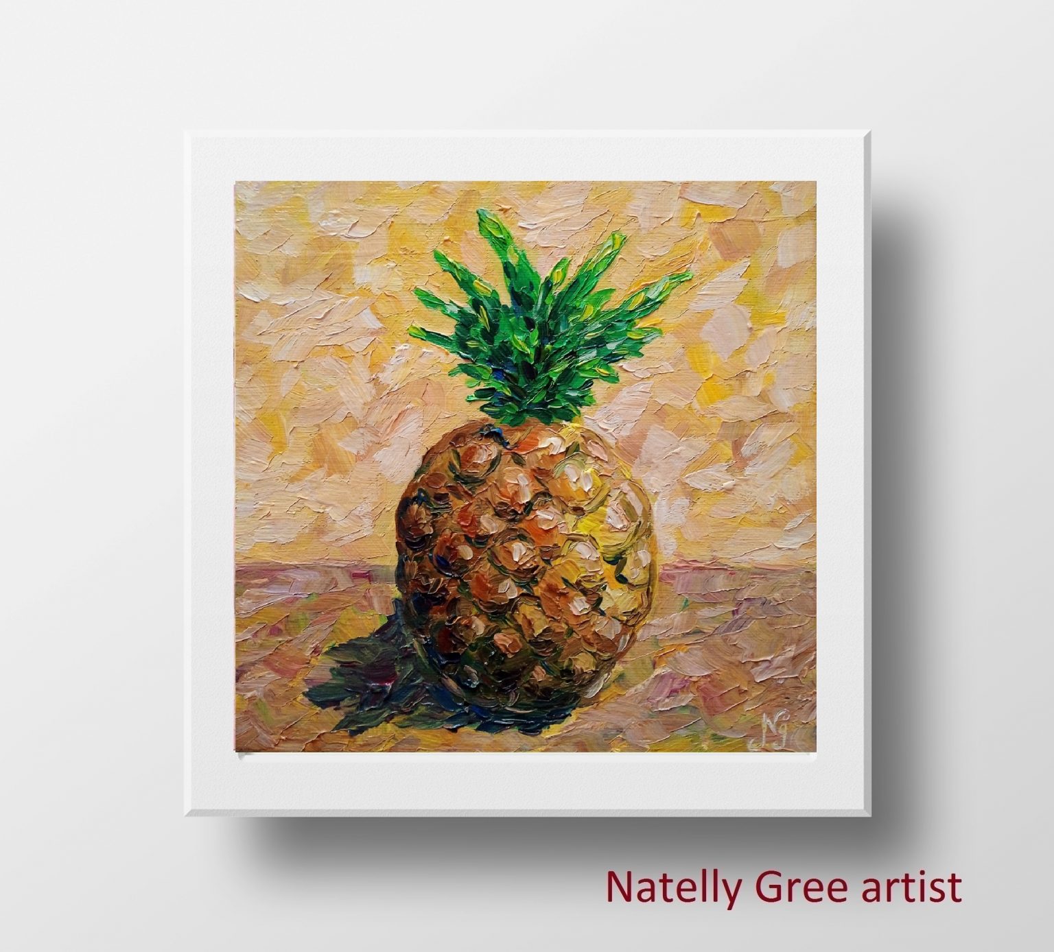 Pineapple Oil Painting Tropical Fruit Original Kitchen Wall Art Pineapple Canvas Textured Art