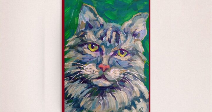 Cat Oil Painting Cat Portrait Original Artwork Impressionist Kitty Artwork Small Cat Portrait