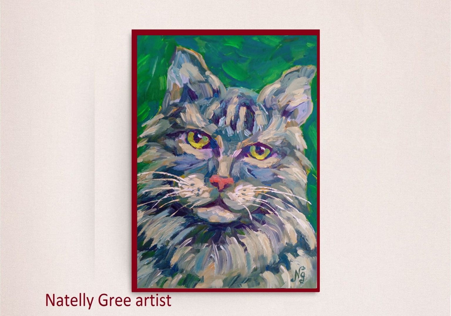 Cat Oil Painting Cat Portrait Original Artwork Impressionist Kitty Artwork Small Cat Portrait