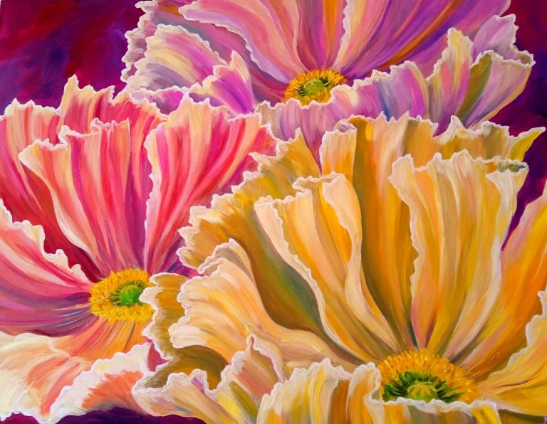 Flowers Oil Painting Large Floral Original Art Chamomile Canvas Wall Art Daisy Artwork