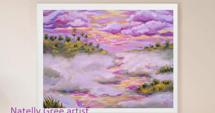 Foggy Landscape Oil Painting Morning River Forest Original Art Canvas Artwork