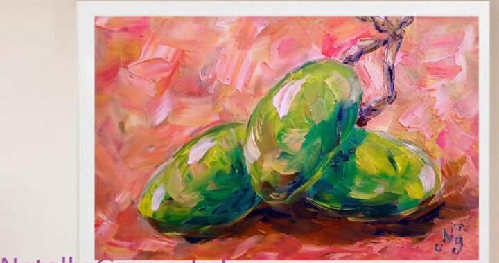 Grape Oil Painting Fruit Still Life Original Artwork Small Wall Art Grape Impressionist Kitchen Decor