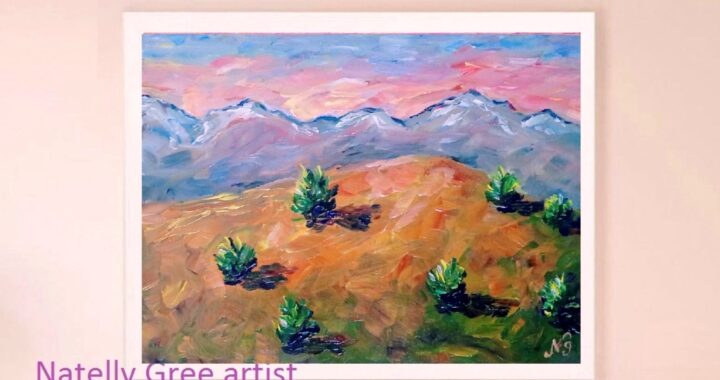 Hill Mountains Oil Painting Abstract Original Artwork Small Landscape Impressionist Wall Art