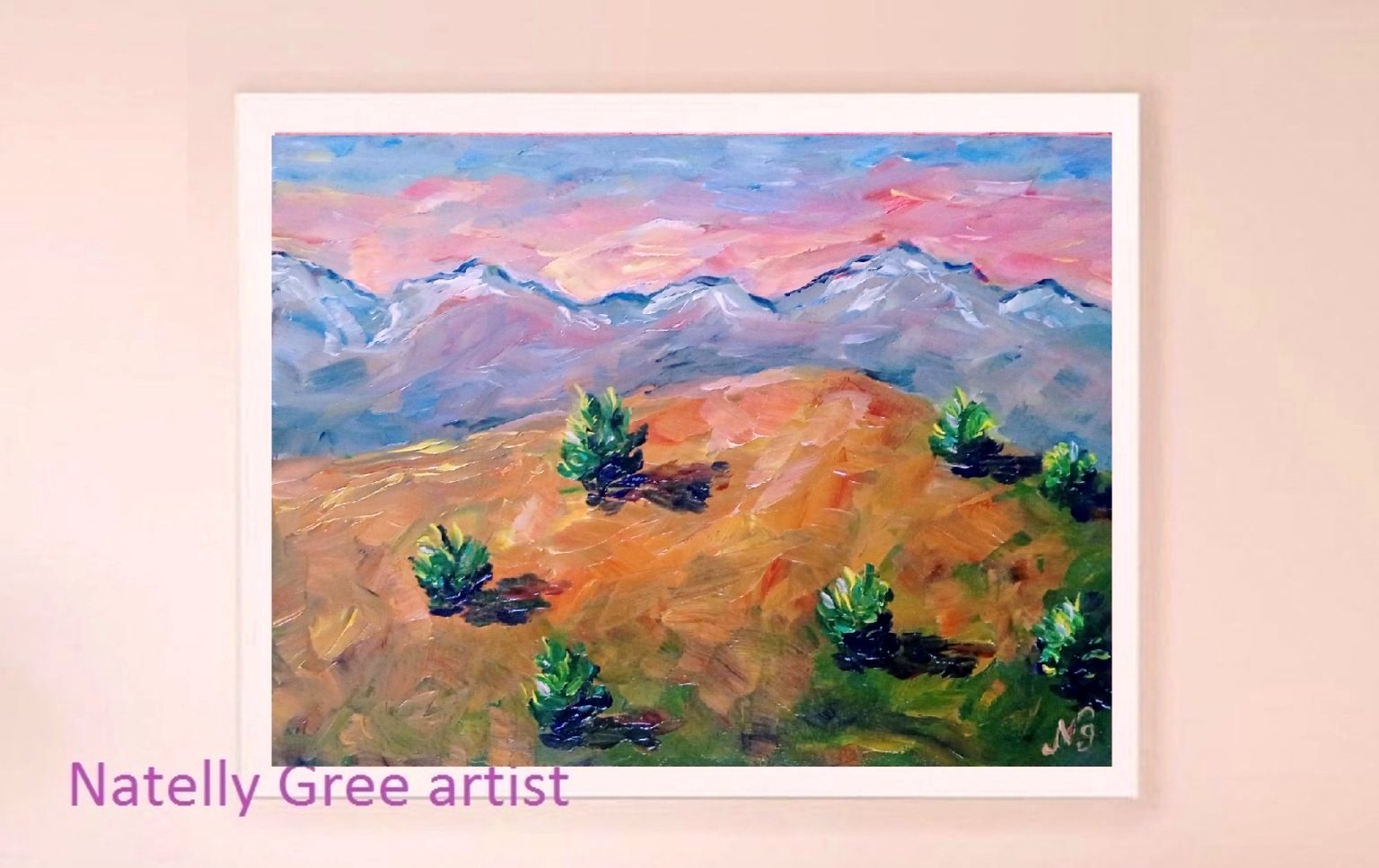 Hill Mountains Oil Painting Abstract Original Artwork Small Landscape Impressionist Wall Art
