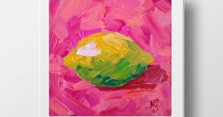 Lemon Oil Painting Fruit Original Art Still Life Lemon Small Kitchen Artwork Impressionist