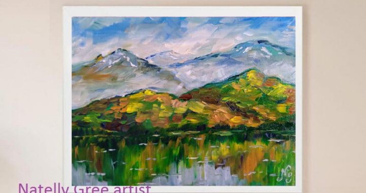 Mountains Abstract Oil Painting Impressionist Wall Art Small Original Art Landscape Seascape