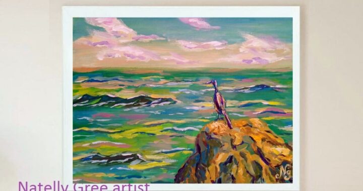 Sea Bird Rock Oil Painting Sea Original Art Seascape Impressionist Wall Art Sea Small Artwork