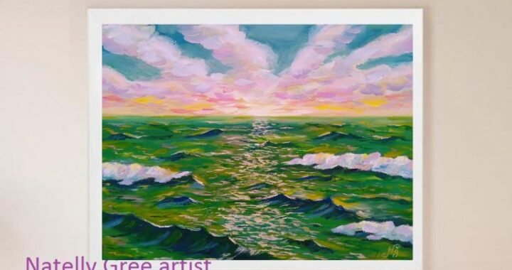 Sunrise Seascape Oil Painting Sea Original Artwork Canvas Impressionist Sea Wall Art