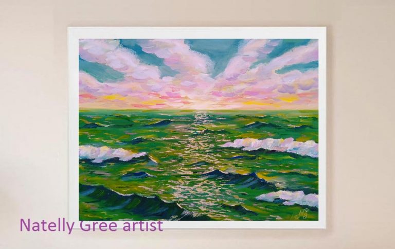 Sunrise Seascape Oil Painting Sea Original Artwork Canvas Impressionist Sea Wall Art