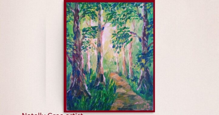 Sunny Forest Oil Painting Canvas Green Forest Impressionist Art Small Landscape Artwork