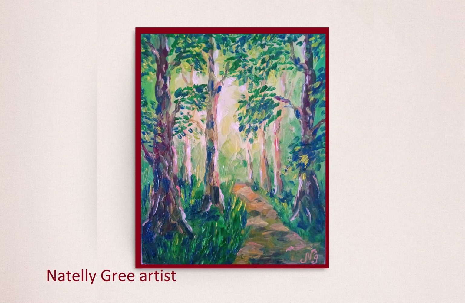 Sunny Forest Oil Painting Canvas Green Forest Impressionist Art Small Landscape Artwork