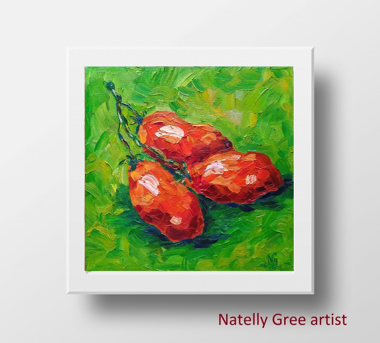 Tomatoes Oil Painting Red Vegetable Original Art Textured Wall Art Tomato Still Life Canvas 