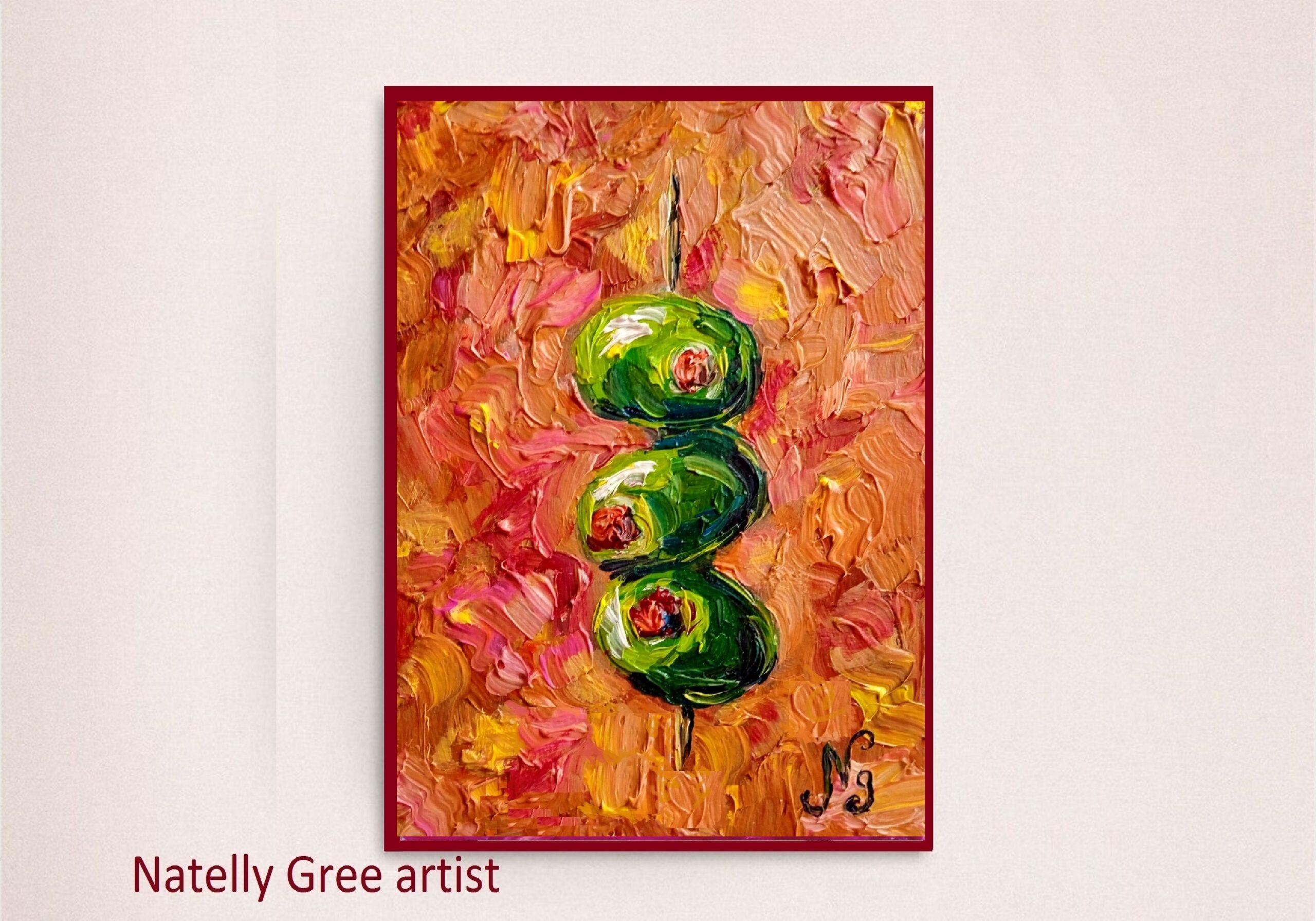 Olives Oil Painting Still Life Olive Original Art Impasto Home Wall Art Kitchen Fine Art Painting for sale