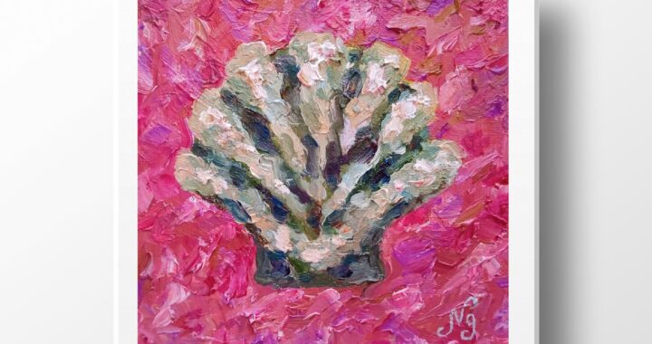 Seashell Oil Painting Impasto Wall Art Sea Shell Original Artwork