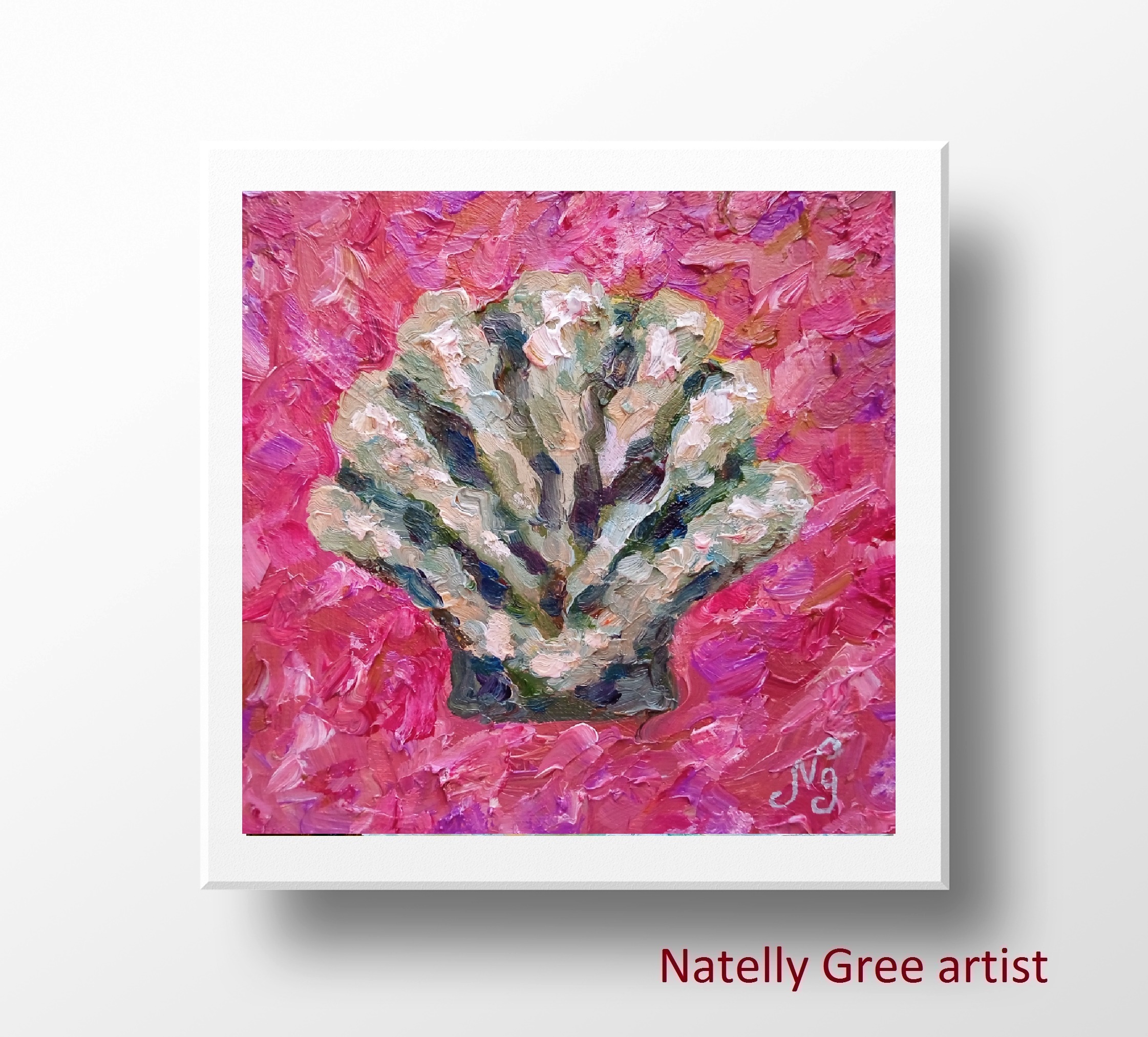 Seashell Oil Painting Impasto Wall Art Sea Shell Original Artwork by Natelly Gree for sale
